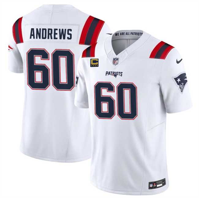 Men & Women & Youth New England Patriots #60 David Andrews White 2023 F.U.S.E. With 4-Star C Patch Vapor Limited Stitched Jersey->new england patriots->NFL Jersey